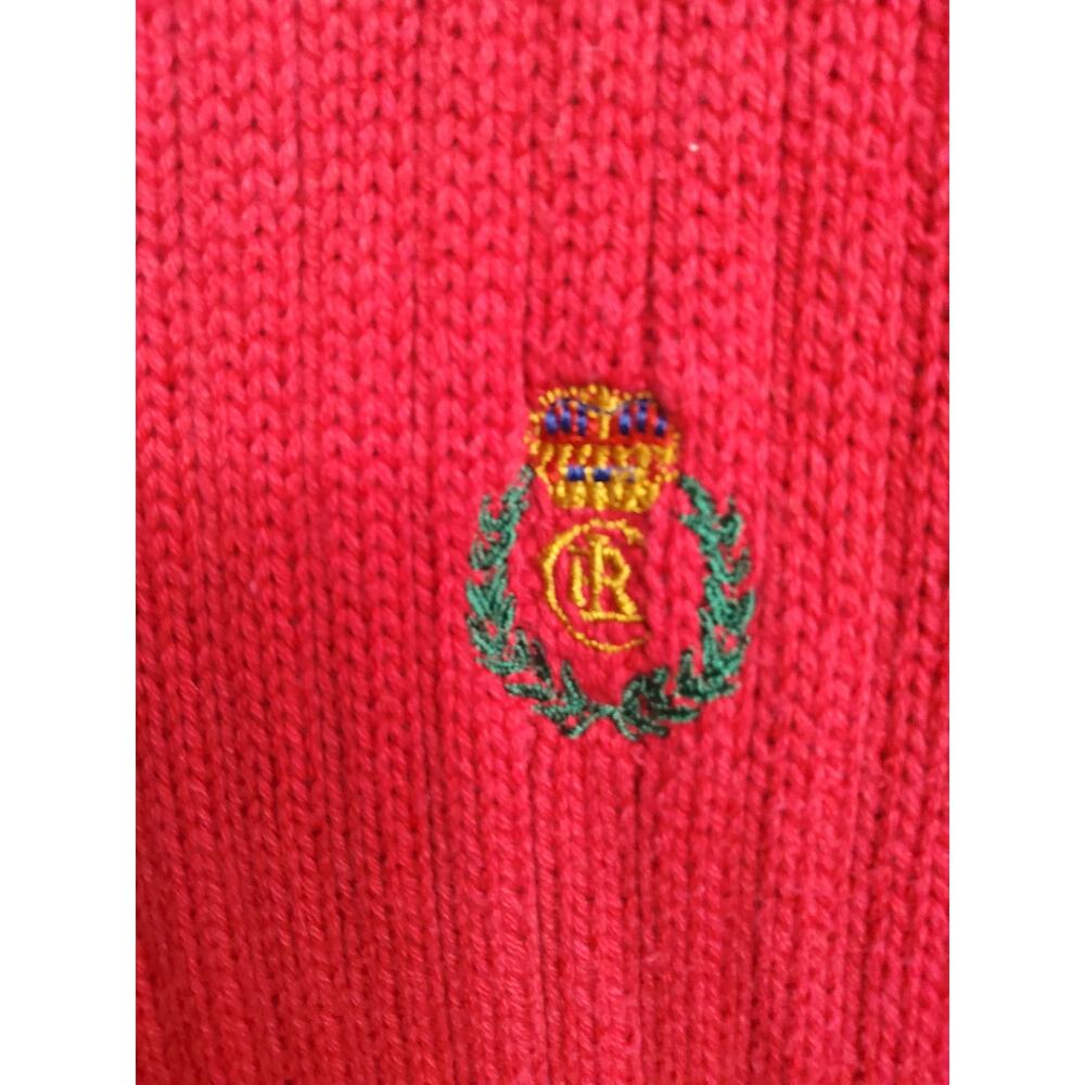 Vintage 90s Chunky knit Chaps Ralph Lauren Mens L red sweater handframed preppy